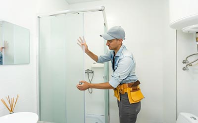 монтаж радвижной дверки на душевую кабину